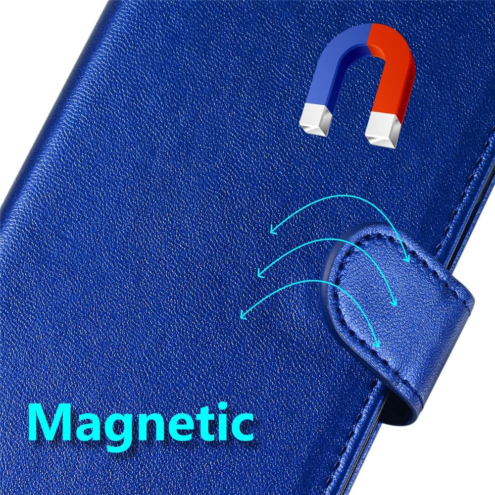 For Samsung Galaxy A18 5G / A18 4G / A17 5G / A17 4G / A26 5G Case with Card Holder PU Leather Flip Wallet Phone Cover - Blue - 4