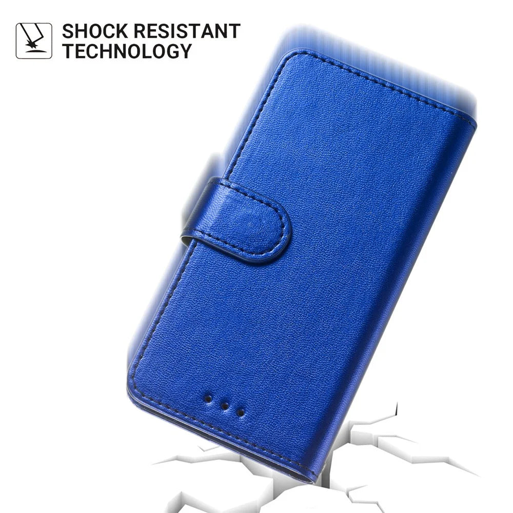 For Samsung Galaxy A18 5G / A18 4G / A17 5G / A17 4G / A26 5G Case with Card Holder PU Leather Flip Wallet Phone Cover - Blue - 5