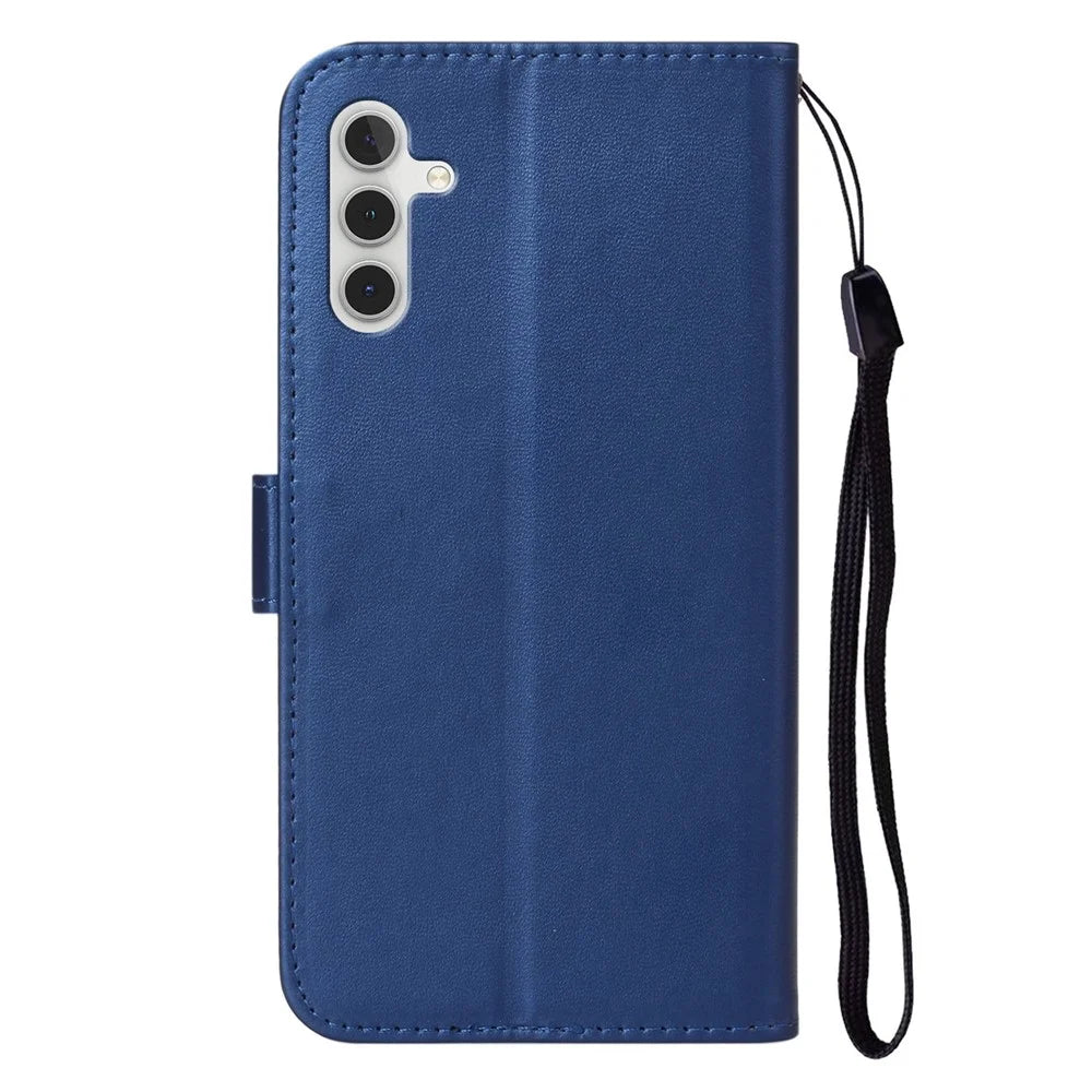 For Samsung Galaxy A18 5G / A18 4G / A17 5G / A17 4G / A26 5G Case with Card Holder PU Leather Flip Wallet Phone Cover - Blue - 7