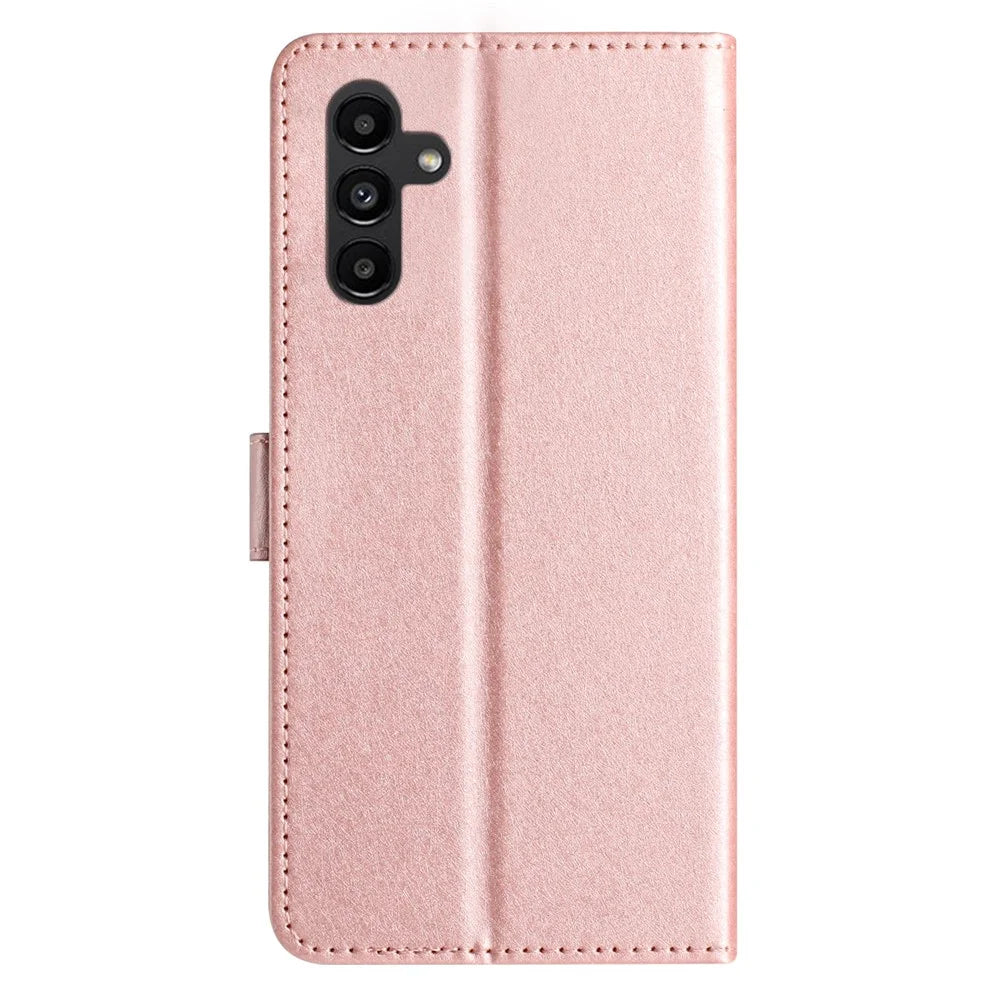 For Samsung Galaxy A18 5G / A18 4G / A17 5G / A17 4G / A26 5G Wallet Case Leather Folio Phone Cover Magnetic Clasp - Rose Gold - 7