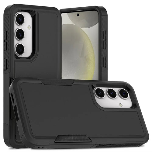 For Samsung Galaxy S25 Case 2-in-1 PC+TPU Shockproof Phone Cover - Black - 1