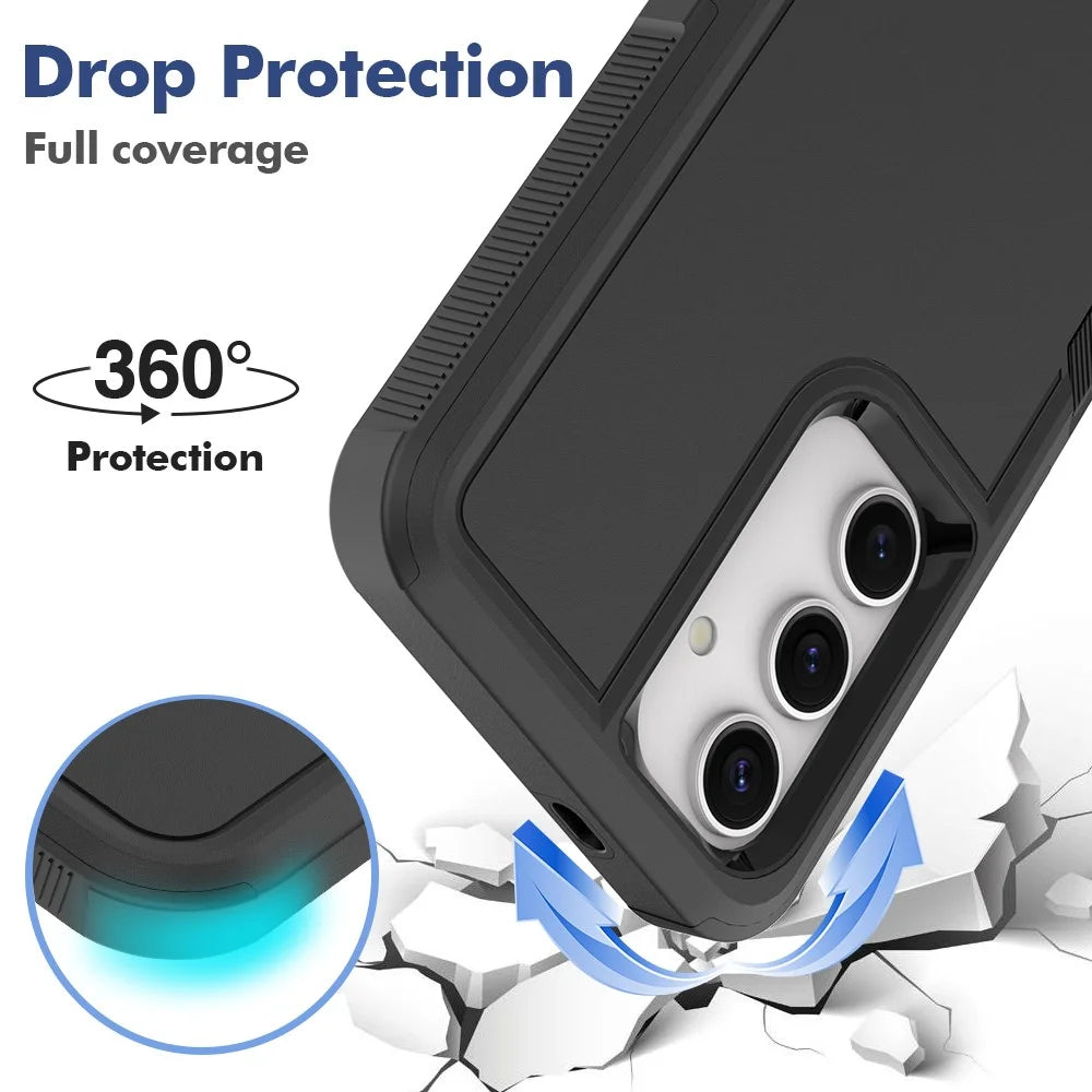 For Samsung Galaxy S25 Case 2-in-1 PC+TPU Shockproof Phone Cover - Black - 3
