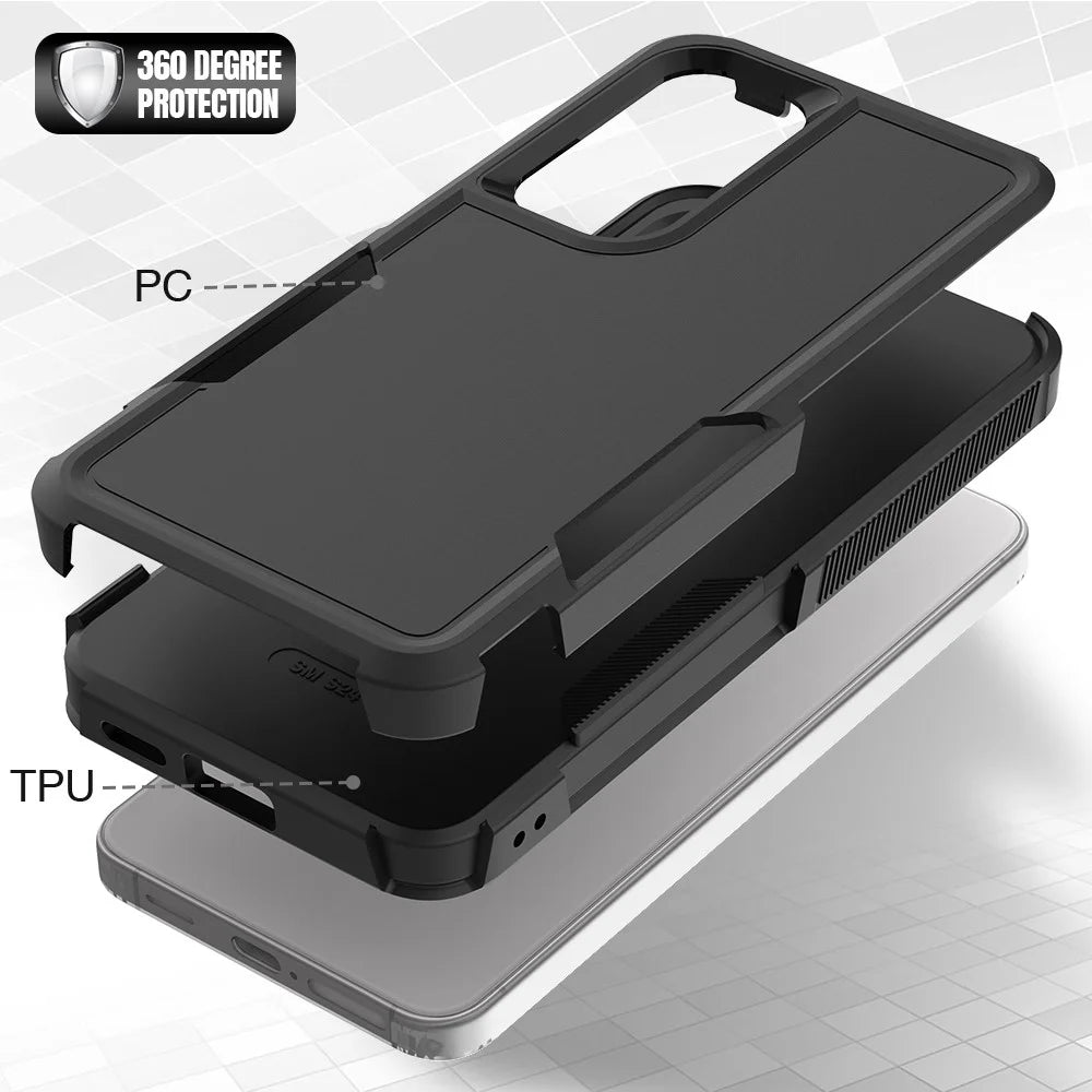 For Samsung Galaxy S25 Case 2-in-1 PC+TPU Shockproof Phone Cover - Black - 4