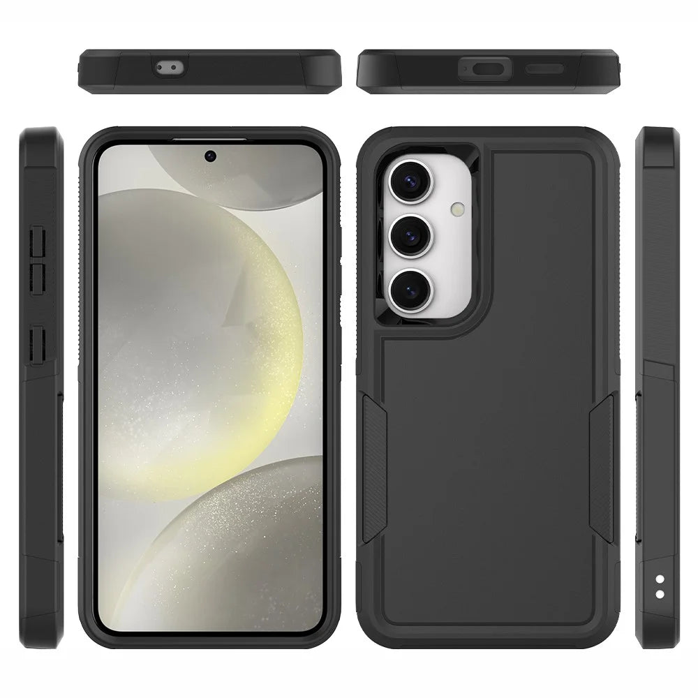 For Samsung Galaxy S25 Case 2-in-1 PC+TPU Shockproof Phone Cover - Black - 6