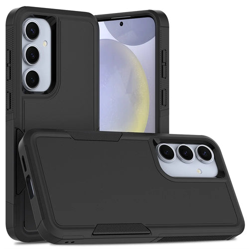 For Samsung Galaxy S25+ Case 2-in-1 PC+TPU Shockproof Phone Cover - Black - 1