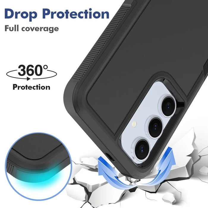 For Samsung Galaxy S25+ Case 2-in-1 PC+TPU Shockproof Phone Cover - Black - 3