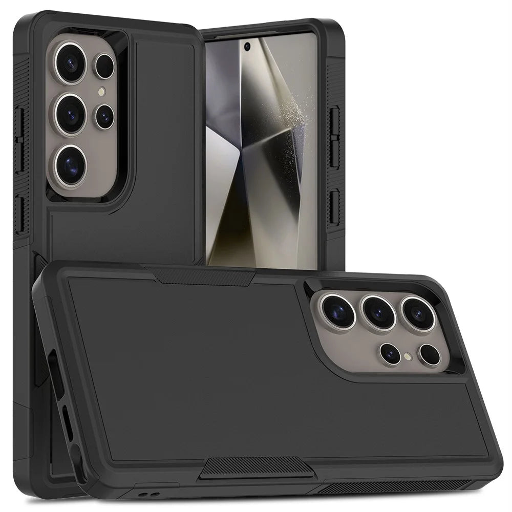 For Samsung Galaxy S25 Ultra Case 2-in-1 PC+TPU Shockproof Phone Cover - Black - 1