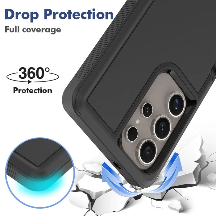 For Samsung Galaxy S25 Ultra Case 2-in-1 PC+TPU Shockproof Phone Cover - Black - 2