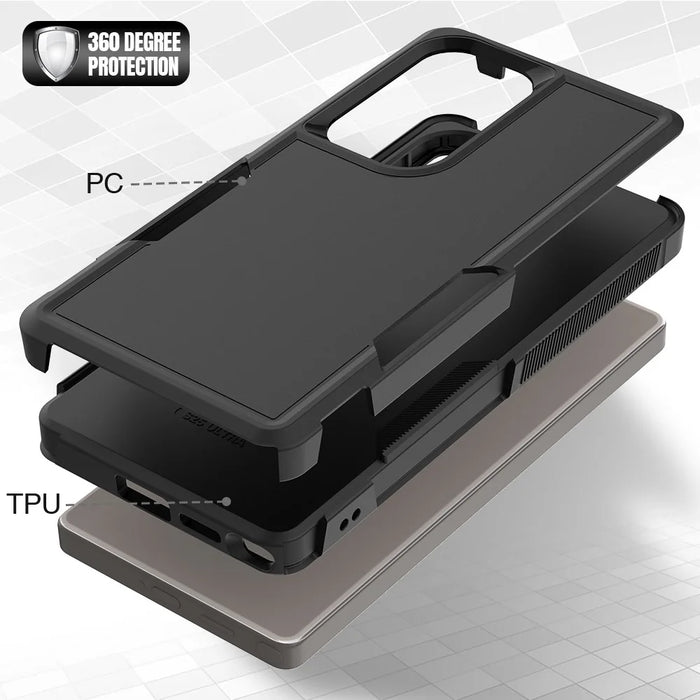For Samsung Galaxy S25 Ultra Case 2-in-1 PC+TPU Shockproof Phone Cover - Black - 4