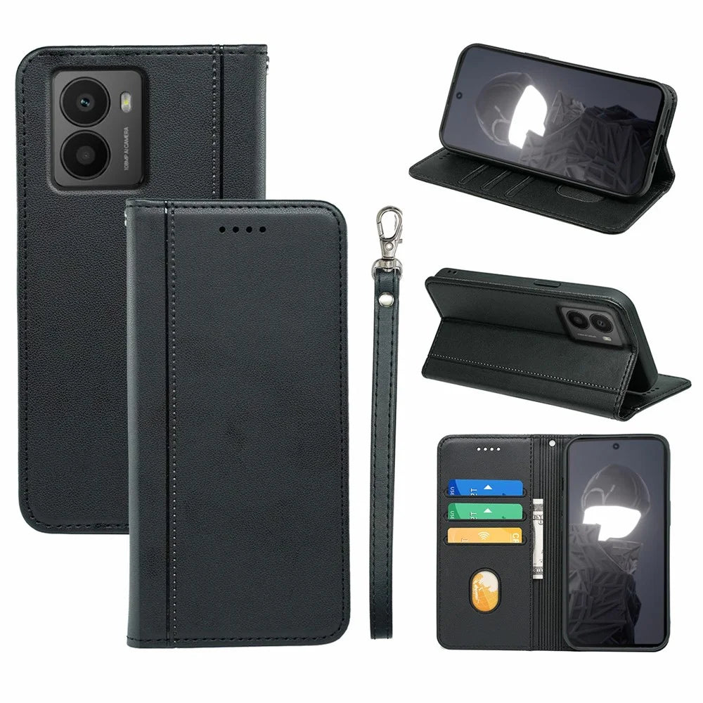HX01 For HMD Fusion 5G Wallet Case Magnetic Closing PU Leather Phone Cover - Black - 1