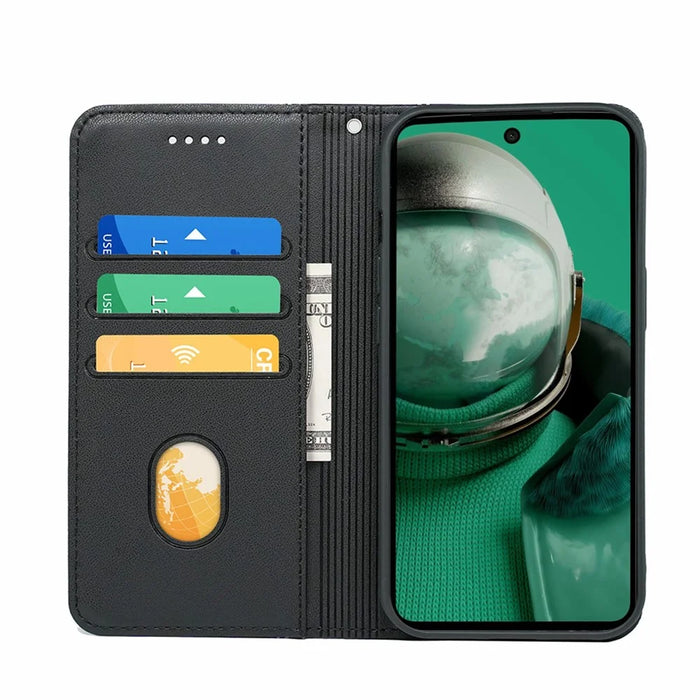 HX01 For HMD Pulse Pro Wallet Case Magnetic Closing PU Leather Phone Cover - Black - 2