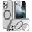 For iPhone 14 Pro Max Case Compatble with MagSafe Rotating Kickstand TPU+PC Phone Cover - Titanium Grey - 1
