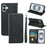 HX01 For iPhone 16 Wallet Case Magnetic Closing PU Leather Phone Cover - Black - 1