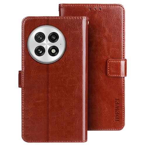 IDEWEI For OnePlus 13 Stand Case Crazy Horse Texture Leather Phone Cover - Brown - 1