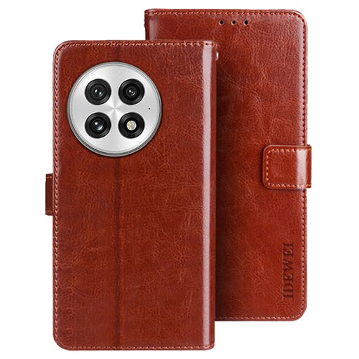 IDEWEI For OnePlus 13 Stand Case Crazy Horse Texture Leather Phone Cover - Brown - 1