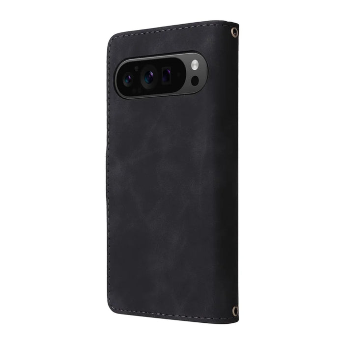 For Google Pixel 9 Pro XL Case Zipper Wallet Multiple Card Slots Leather Phone Cover - Black - 7