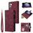 For Samsung Galaxy S25 / S24 Case Zipper Wallet Multiple Card Slots Leather Phone Cover - Wine Red - 1