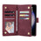 For Samsung Galaxy S25 / S24 Case Zipper Wallet Multiple Card Slots Leather Phone Cover - Wine Red - 2