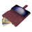 For Samsung Galaxy S25 / S24 Case Zipper Wallet Multiple Card Slots Leather Phone Cover - Wine Red - 6