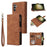 For Samsung Galaxy S25+ / S24+ Case Zipper Wallet Multiple Card Slots Leather Phone Cover - Brown - 1