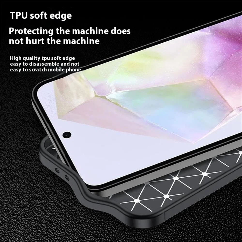 For Samsung Galaxy A36 5G Case Carbon Fiber Texture TPU Phone Cover Heat Dissipation - 5