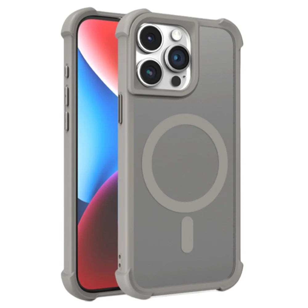 For iPhone 15 Pro Max Case Compatble with MagSafe Skin-Touch TPU+PC Phone Cover - Grey - 1