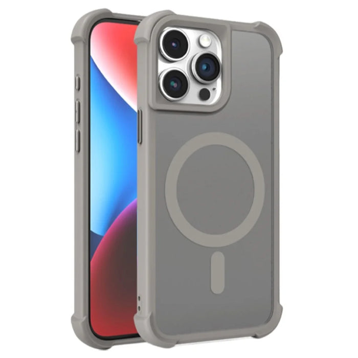 For iPhone 15 Pro Max Case Compatble with MagSafe Skin-Touch TPU+PC Phone Cover - Grey - 1