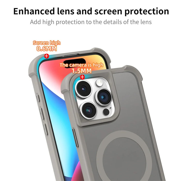 For iPhone 14 Pro Max Case Compatble with MagSafe Skin-Touch TPU+PC Phone Cover - Grey - 3