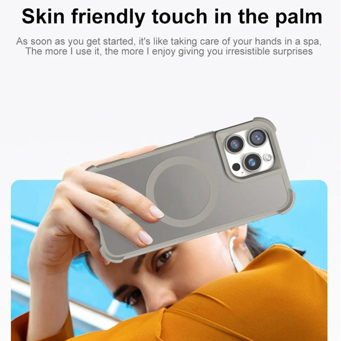 For iPhone 14 Pro Max Case Compatble with MagSafe Skin-Touch TPU+PC Phone Cover - Grey - 6