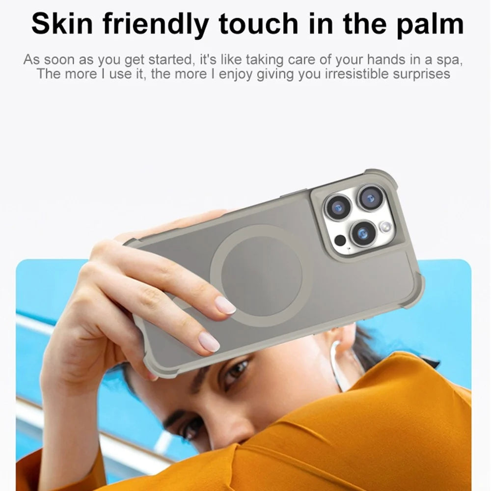 For iPhone 14 Pro Case Compatble with MagSafe Skin-Touch TPU+PC Phone Cover - Grey - 6