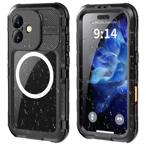 SHELLBOX M Series For iPhone 16 IP68 Waterproof Case Metal Diving Phone Cover Compatible with MagSafe - Black - 1