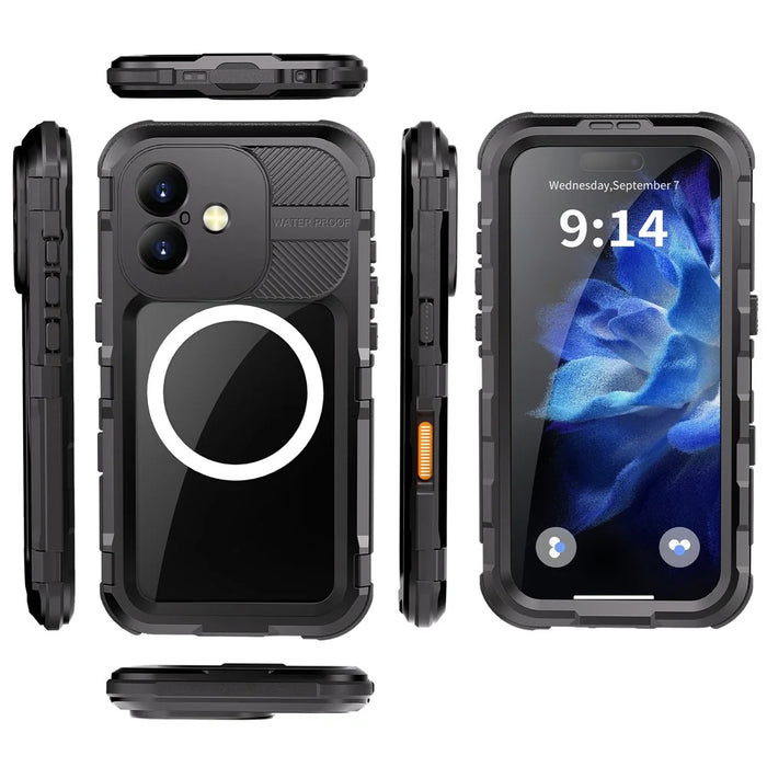 SHELLBOX M Series For iPhone 16 IP68 Waterproof Case Metal Diving Phone Cover Compatible with MagSafe - Black - 3
