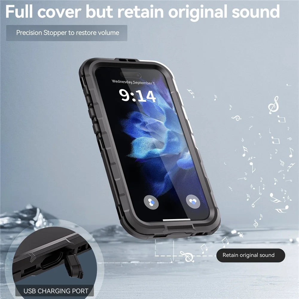 SHELLBOX M Series For iPhone 16 IP68 Waterproof Case Metal Diving Phone Cover Compatible with MagSafe - Black - 5