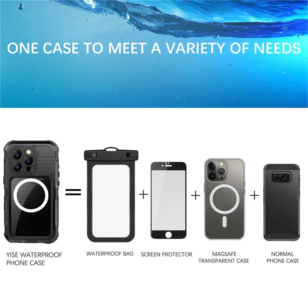 SHELLBOX M Series For iPhone 16 Pro IP68 Waterproof Case Metal Diving Phone Cover Compatible with MagSafe - Black - 4
