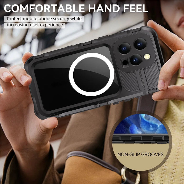 SHELLBOX M Series For iPhone 16 Pro IP68 Waterproof Case Metal Diving Phone Cover Compatible with MagSafe - Black - 5