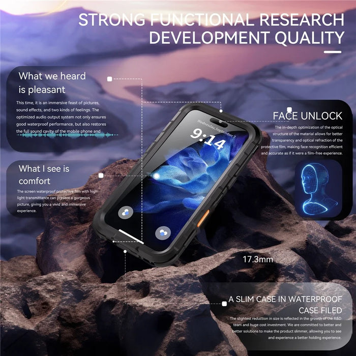SHELLBOX M Series For iPhone 16 Pro IP68 Waterproof Case Metal Diving Phone Cover Compatible with MagSafe - Black - 7