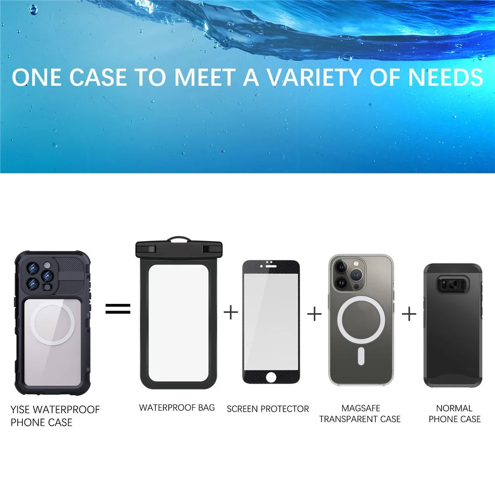 SHELLBOX M Series For iPhone 16 Pro Max IP68 Waterproof Case Metal Diving Phone Cover Compatible with MagSafe - Black - 4