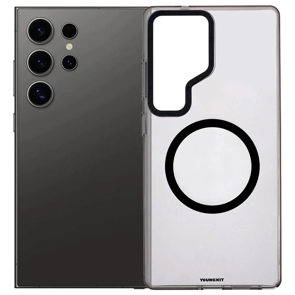 YOUNGKIT For Samsung Galaxy S25 Ultra Magnetic Case Clear PC Phone Cover - Transparent Black - 1