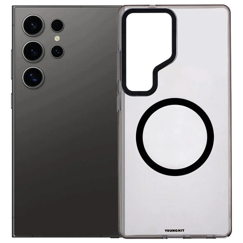 YOUNGKIT For Samsung Galaxy S25 Ultra Magnetic Case Clear PC Phone Cover - Transparent Black - 1