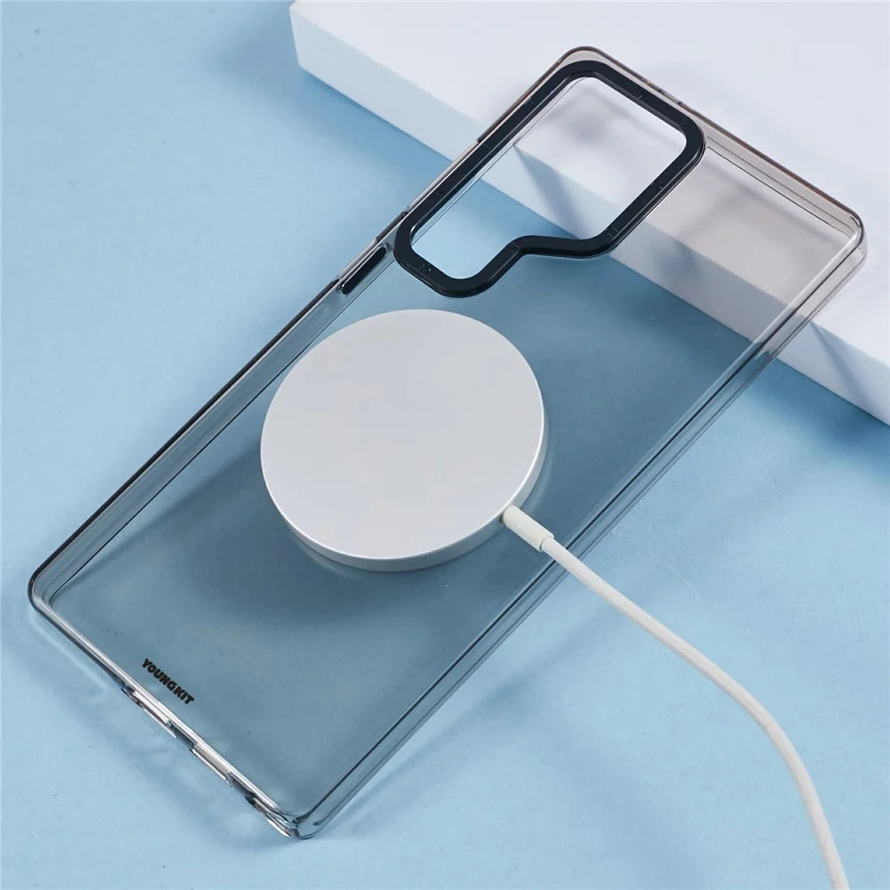 YOUNGKIT For Samsung Galaxy S25 Ultra Magnetic Case Clear PC Phone Cover - Transparent Black - 3