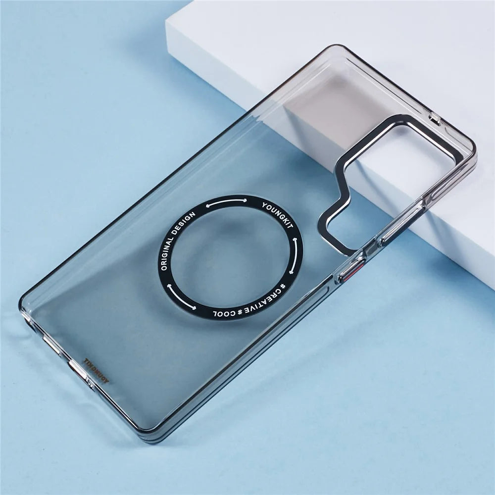 YOUNGKIT For Samsung Galaxy S25 Ultra Magnetic Case Clear PC Phone Cover - Transparent Black - 4