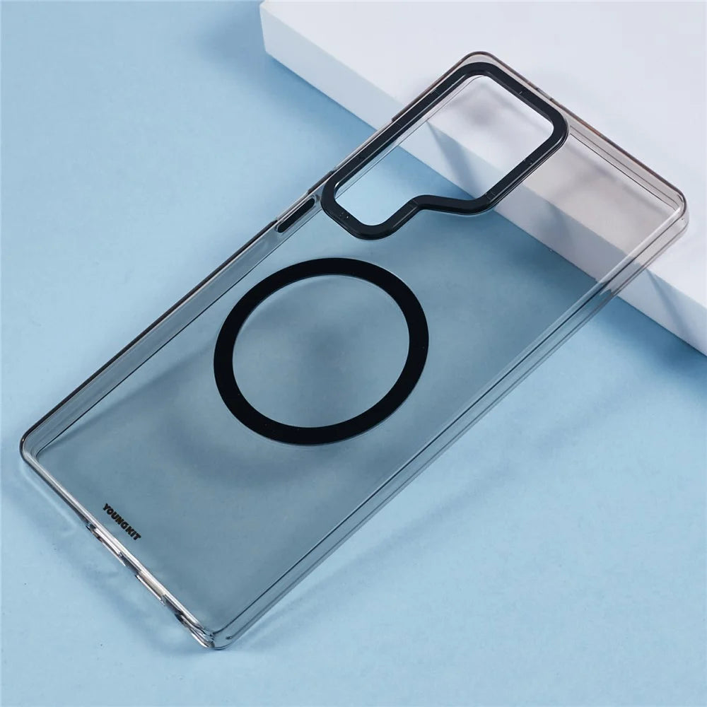 YOUNGKIT For Samsung Galaxy S25 Ultra Magnetic Case Clear PC Phone Cover - Transparent Black - 5