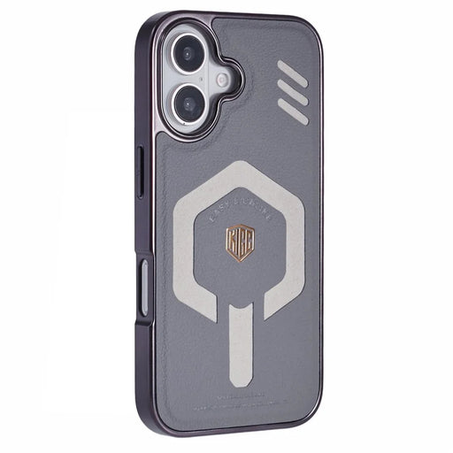 KIGC For iPhone 16 Case Compatible with MagSafe Leather+PC+TPU Phone Cover - Grey - 1