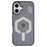 KIGC For iPhone 16 Case Compatible with MagSafe Leather+PC+TPU Phone Cover - Grey - 3