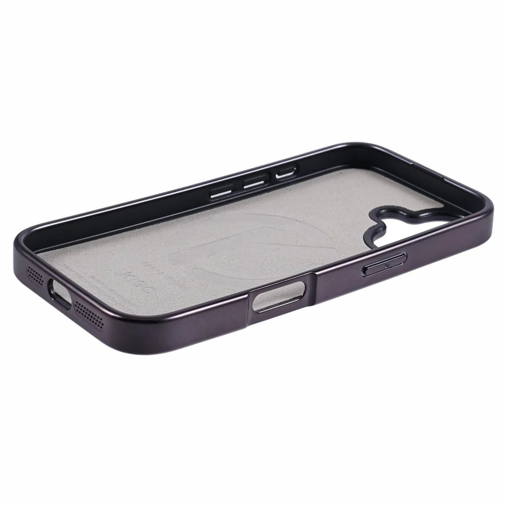 KIGC For iPhone 16 Case Compatible with MagSafe Leather+PC+TPU Phone Cover - Grey - 5