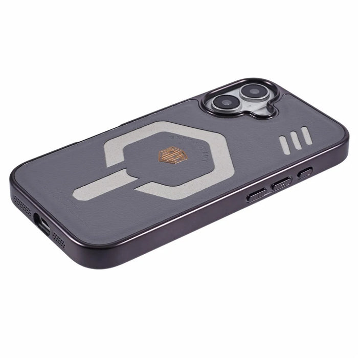 KIGC For iPhone 16 Case Compatible with MagSafe Leather+PC+TPU Phone Cover - Grey - 6