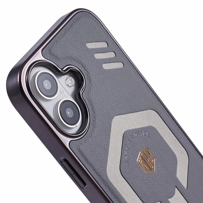 KIGC For iPhone 16 Case Compatible with MagSafe Leather+PC+TPU Phone Cover - Grey - 7
