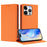 For iPhone 15 Pro Wallet Case RFID Blocking Litchi Texture Leather Mobile Cover - Orange - 2