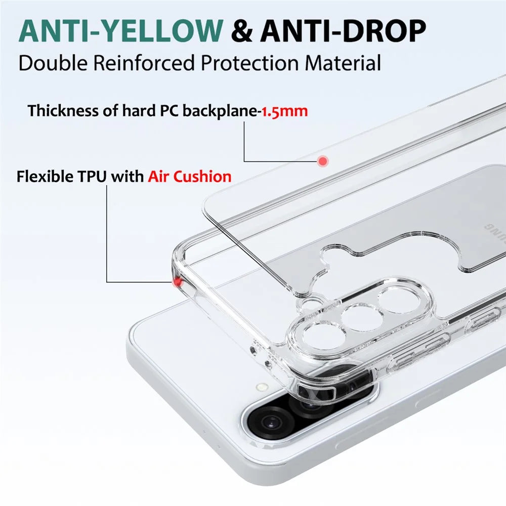 For Samsung Galaxy A36 5G Clear Phone Case TPU+Acrylic Shockproof Phone Back Cover - Transparent - 5