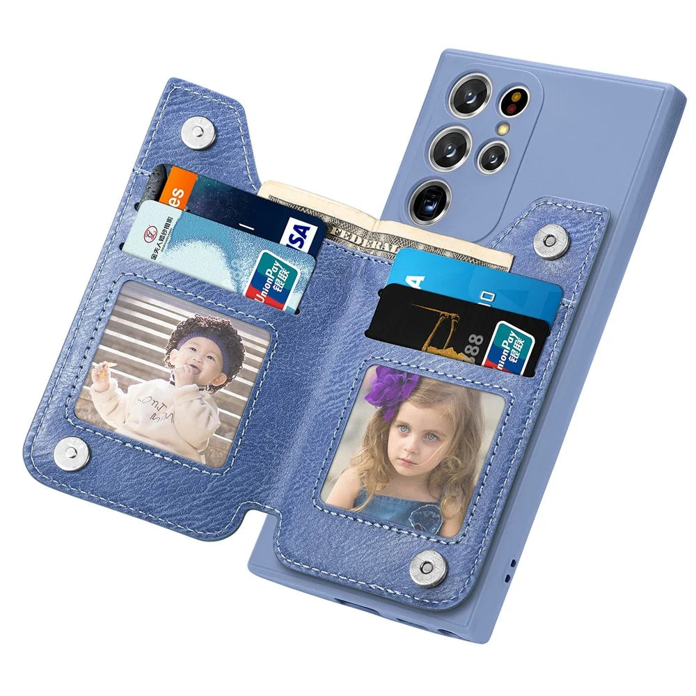 For Samsung Galaxy S25 Ultra Case PU Leather+TPU Phone Cover with Zipper Pocket Wallet - Blue - 2